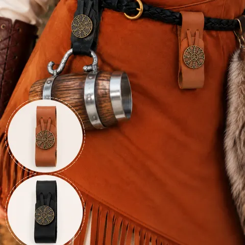 Suporte para caneca de cinto medieval steampunk, gancho para caneca de cavaleiro viking, acessório utilitário com fecho para cosplay, adereço para fantasia de feira ren