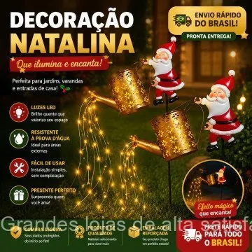 Luminária solar para jardim, com design de Pai Natal e gnomo de ferro, para decoração de exteriores, ZOUE.