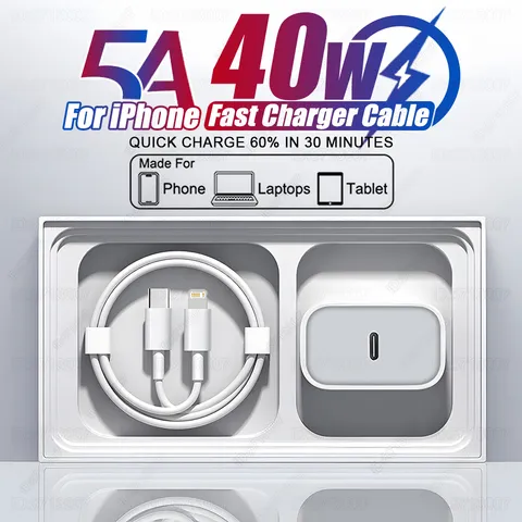 Pd 40w carregador rápido para iphone 15 11 12 13 14 16 pro max cabo de carregamento rápido para iphone 16 15 14 plus carregador acessórios do telefone