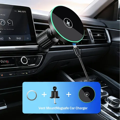 Carregador Magnético sem Fio para Carro com Carregamento Rápido de 30W, Suporte para Telefone com Luz LED para iPhone 12, 13, 14, 15, 16, 17, Pro Max
