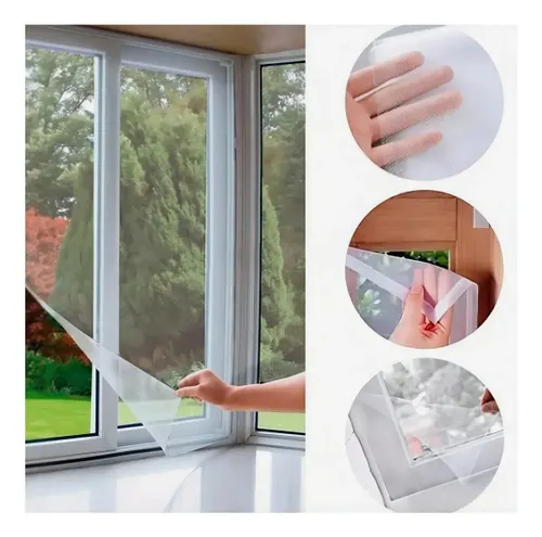 Tela Mosquiteira Janela Grande Velcro Ajustável Anti Inseto Mosquito Pernilongo 150x180 com Fita Adesiva