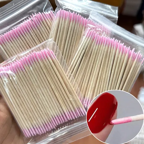 400 pçs rosa cabeça dupla arte do prego cutícula empurrador removedor 7cm laranja varas de madeira cotonete ferramenta limpa para unhas strass maquiagem