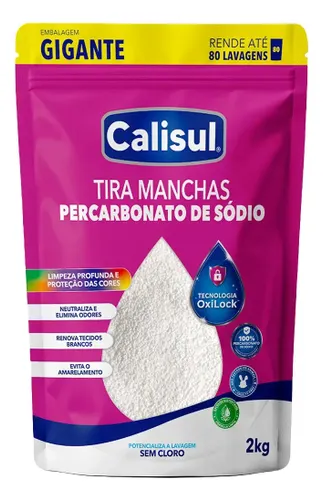 Percarbonato de Sódio Tira Manchas Alvejante - 2kg Calisul Original Granulado
