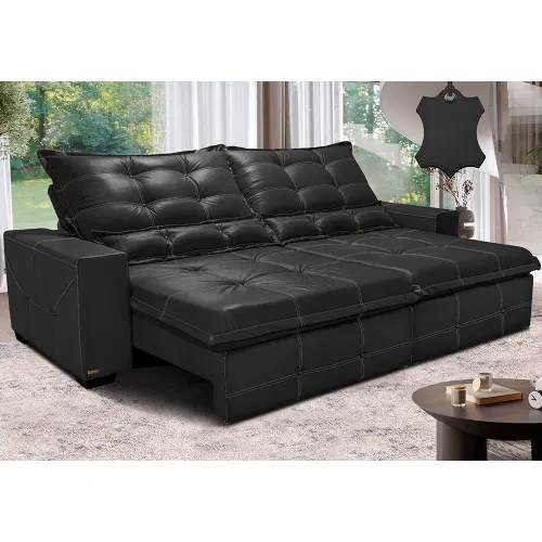 Sofá de Couro Legítimo Retrátil e Reclinável Cama inBox Toro SoftGel D40