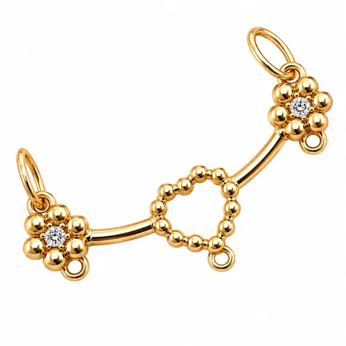 Pingente Canga Coração com 2 Zircônias 2,5 cm em Ouro 18K