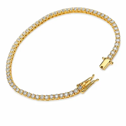 Pulseira 20 cm Riviera com 64 Diamantes 1,5 Pontos em Ouro 18K