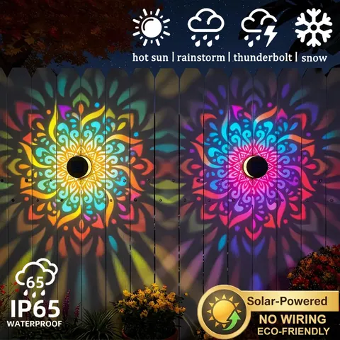 Luminária de Parede Solar Mandala LED à Prova d'Água para Jardim, Gramado, Varanda, Corredor e Decoração de Pátio