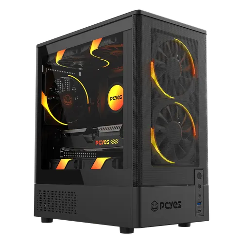 Gabinete Gamer Mid Tower Kauri Black Vulcan PCYes