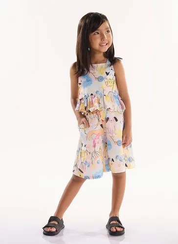Conjunto Infantil Aumigo com Blusa e Bermuda Off White