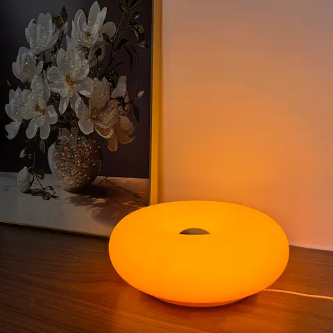 Luminária de Mesa Bauhaus com Plug USB, Lâmpada de Cabeceira para Quarto, Decoração para Sala de Estar e Sala de Jantar, Luz Ambiente em Forma de Donut