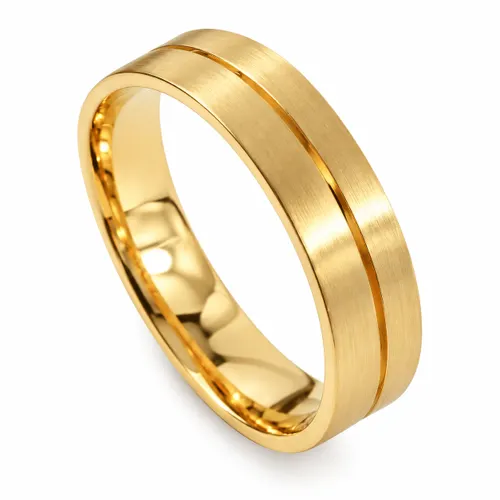 Aliança Firmeza 5 mm Vazado com Detalhe Fosco em Ouro 18K