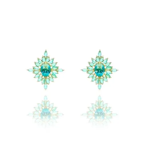 Brinco Etoile Cristal Turmalina Ouro Amarelo 18K