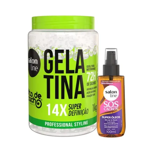 Kit Salon Line Gelatina #Todecacho Super Definição + Óleo Sos Cachos S