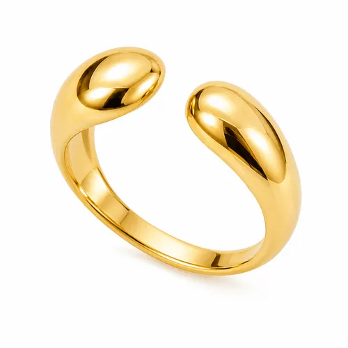 Anel Aberto Gota Bojuda em Ouro 18K