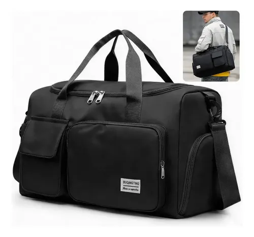 Bolsa Mala de Mão Viagem Academia Impermeável Transversal Unissex Preto