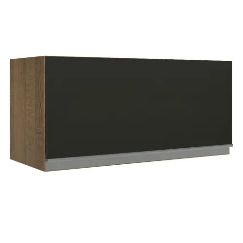 Armário Aéreo de Cozinha Madesa Glamy 70 cm 1 Porta Basculante Rustic/Preto