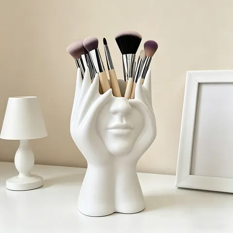 A1PCS Suporte de Canetas Multifuncional para Mesa de Escritório com Design Criativo de Arte Corporal Humana, Porta-Pincéis de Maquiagem, Decoração