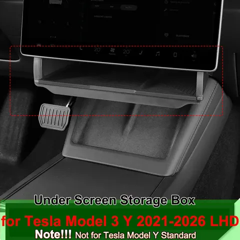 Para tesla modelo y juniper 2026 modelo 3 highland 2025 sob a tela caixa de armazenamento escondida atrás da tela console central organizador caso