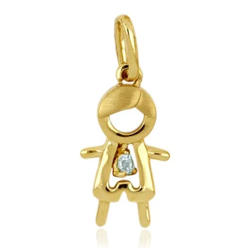 Pingente Menino Vazado com Topázio em Ouro 18k