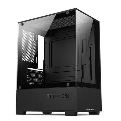 Gabinete Gamer Bluecase BG-054 HIT, Mid tower, Micro ATX e Mini ITX, Frontal e lateral em vidro, USB 3.0, Sem FANs, Preto - BG-054BBX