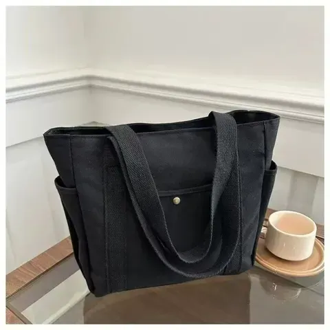 Bolsa tote de lona de grande capacidade, ideal para o trabalho, para sair, versátil para o dia a dia, com design artístico e literário, perfeita para estudantes.