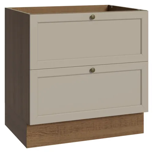 Balcão de Cozinha 80 cm 2 Gavetas (Sem Tampo) Rustic/Crema Vik Madesa