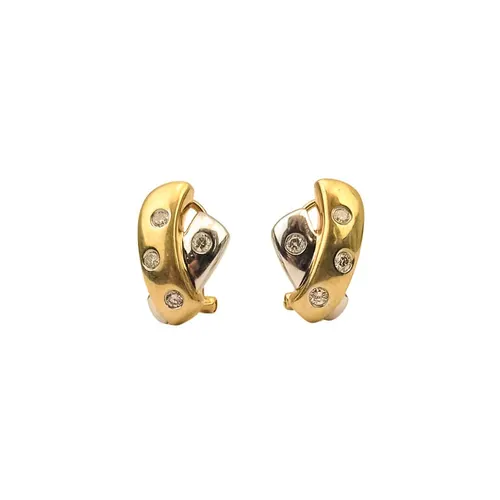 Brinco Bicolor com 8 Brilhantes em Ouro 18K