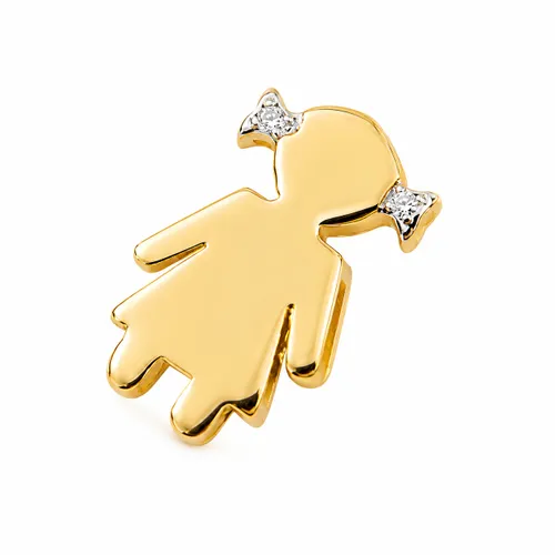 Pingente Menina 1,5cm com 2 Diamantes em Ouro 18K