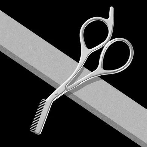 Tesoura de Aço Inoxidável para Aparar Sobrancelhas com Pente, Ferramenta de Cuidado Facial para Homens e Mulheres, Ferramenta Perfeita para Cuidados Faciais