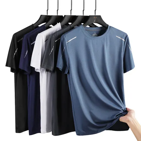 Chrlck camisetas masculinas de secagem rápida, respirável, caminhadas, pesca, elasticidade macia, esportes ao ar livre, camisa curta, verão