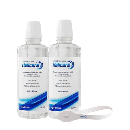 Kit Enxaguante Bucal e Limpador de Língua Odomed Halicare 2 Unidades de 300ml