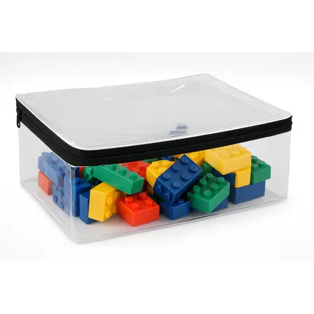Kit 10 Saco Organizador Guarda Roupa Brinquedos C/ Ziper Preto Caixa Baú Quarto Infantil PVC Preto