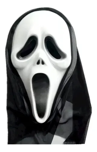 Máscara Hallowen Filme Panico com Capuz Terror Festa Cosplay Cor Branco