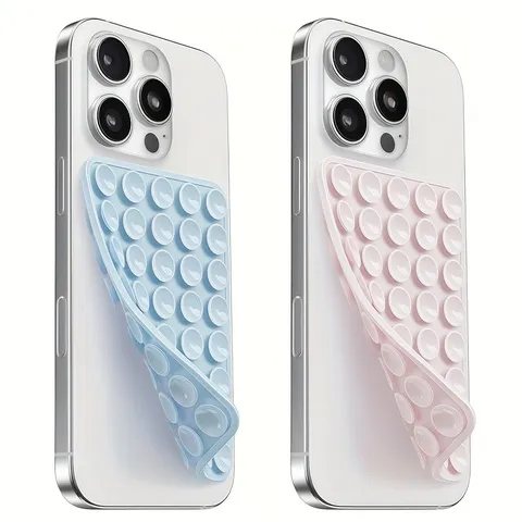 Suporte de Telefone com Ventosa de Silicone Dupla Face (2 Peças) para iPhone e Android - Ângulo Ajustável para Maquiagem, Fitness, Yoga e Assistir Séries