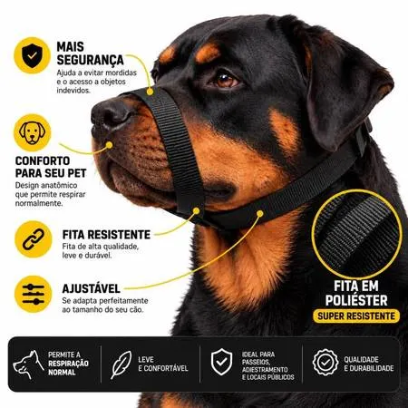 Focinheira para cachorro ajustável anti mordida adestramento passeio veterinário cães