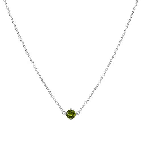 Colar 45 cm Elos Portuguese Zircônia Oliva Redonda 10 mm em Prata 925