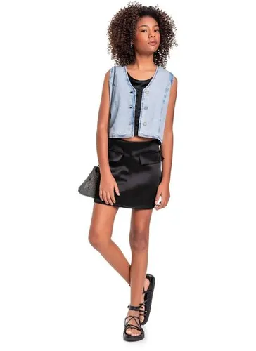 Short-Saia em Alfaiataria Juvenil (Preto) Gloss