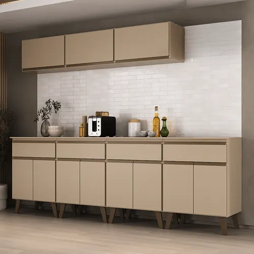 Armário de Cozinha Completa Atlanta Duke Carraro Amêndoa