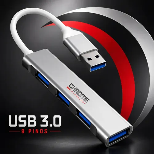 Hub Usb 4 Portas Usb 3.0 5 Gbps Extensor Adaptador Usb 3.0 Computador Pc Notebook Chrome Technology