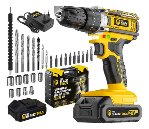 Parafusadeira e Furadeira Impacto The Black Tools Tb-21pw 3/8 Cor Amarelo Frequência 50/60 Hz