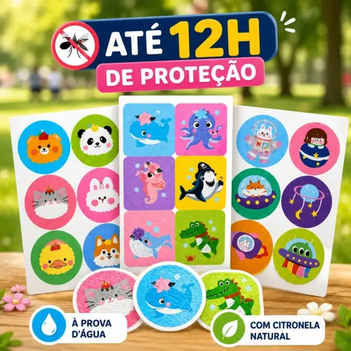 Kit Adesivo Repelente para Bebê e Crianças com Óleo de Citronela