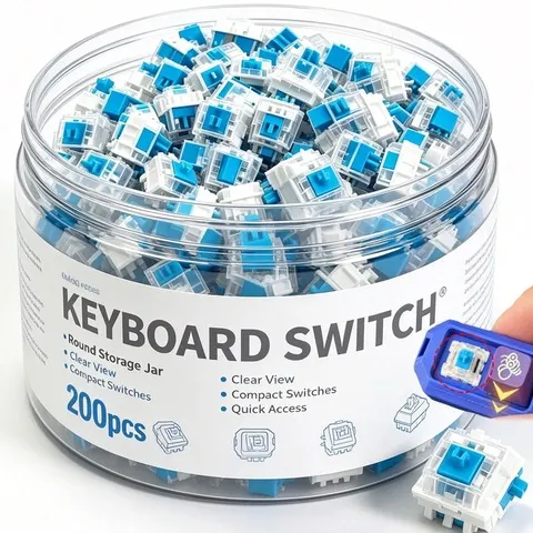 Botão Mecânico DIY para Impressão 3D, Keycap Criativa com Efeito de Clique e Luz, Eixo Azul Artesanal, Peças Criativas para Teclado, Brinquedo Anti-stress Divertido