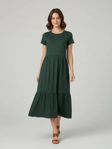 Vestido Midi Três Marias de Algodão Verde Escuro