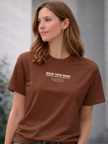 Camiseta Aveloz Feminina Authenticity Confortável 100% Algodão Marrom