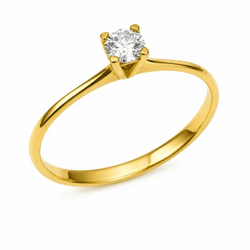 Anel Solitário 4 Garras com 1 Diamante 20 Pontos em Ouro 18K