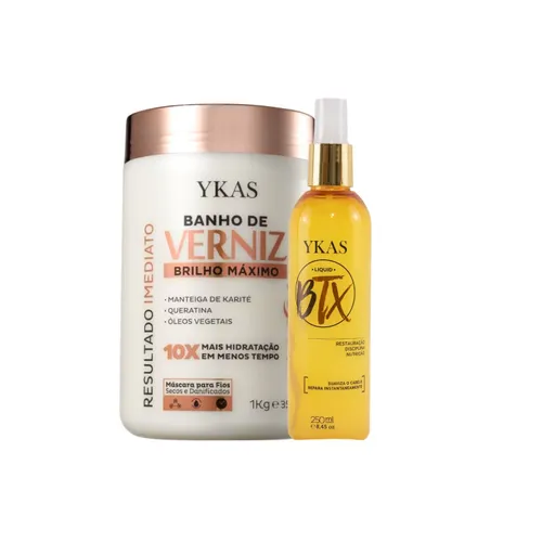 Kit Ykas Banho de Verniz Máscara Capilar 1 Kg + BBtox Líquido Tratamento 250 ml