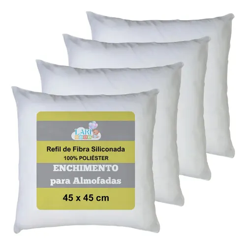 Kit 4 Refis de Almofada Laribaby Super Macio para Enchimento de Fibra Siliconada Antialérgico 45x45 cm Branco