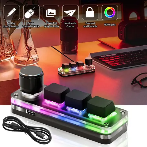 Teclado mecânico usb gamer 3 teclas macro teclado personalizado rgb gaming botão de programação personalizado mini teclado teclados para photoshop
