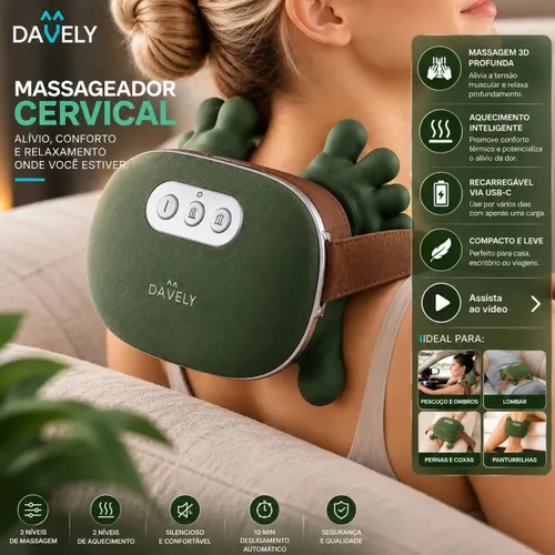 Massageador Pescoço Mãozinha 3D Aquecimento Elétrico Masajeador Massageador Corporal Pês Lombar Panturrilha Mão Pescoço Cabeça Costas Coluna Pernas Ombros Cervical - Aparelho massagem Portátil Davely