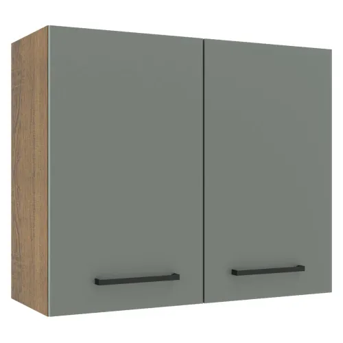 Armário Aéreo Madesa Agata 80 cm 2 Portas Rustic/Cinza